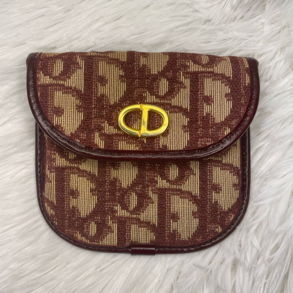 EUC Authentic vintage Christian Dior Trotter Canvas Leather Coin Case